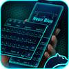 Neon Blue Cheetah Keyboard Theme 10001005
