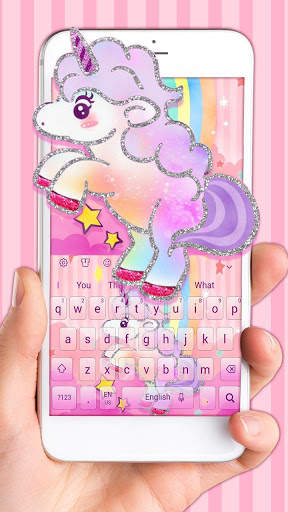 Pink Cute Glitter Unicorn Keyboard screenshot 2
