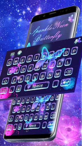 Butterfly Sparkle Neon Keyboard Theme screenshot 3