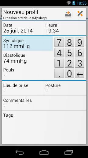Pression artérielle - MyDiary screenshot 2