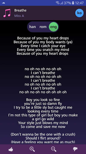 Lyrics for Miss A (Offline) screenshot 2