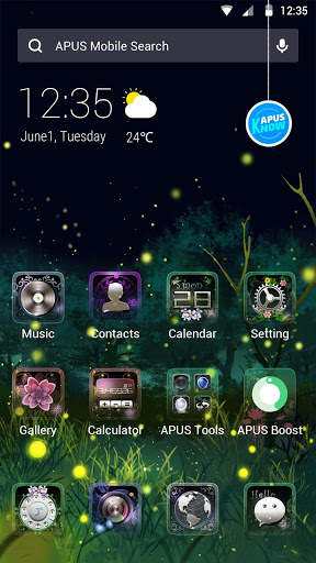 Green glitter firefly forest APUS stylish theme screenshot 1