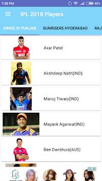 IPL 2018 Auction Player List screenshot 1