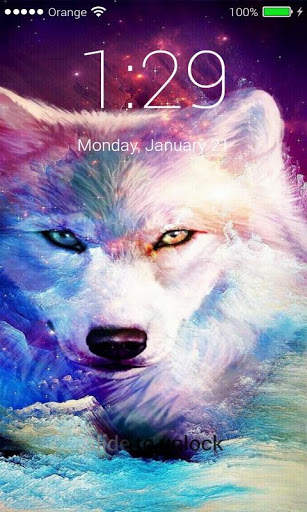Wolf Lock screen Passcode, Neon Wolf HD Wallpaper screenshot 1