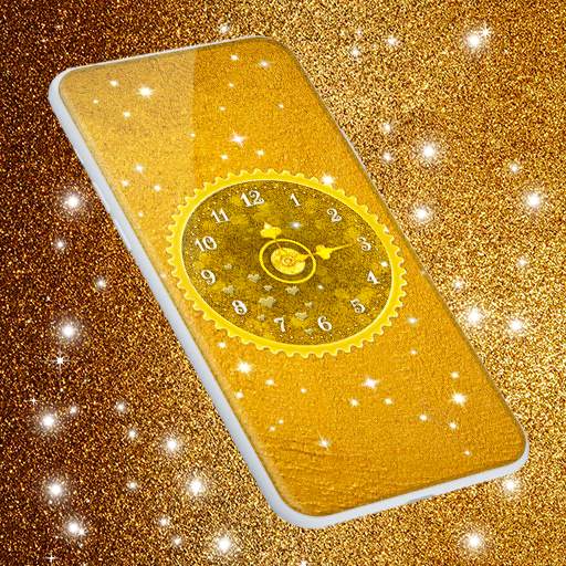 Gold Glitter Clock Wallpaper 6.9.22