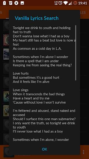 Vanilla Lyrics Search screenshot 3