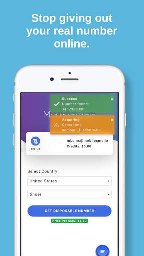 MobileSMS.io Receive SMS Online Disposable Numbers screenshot 2