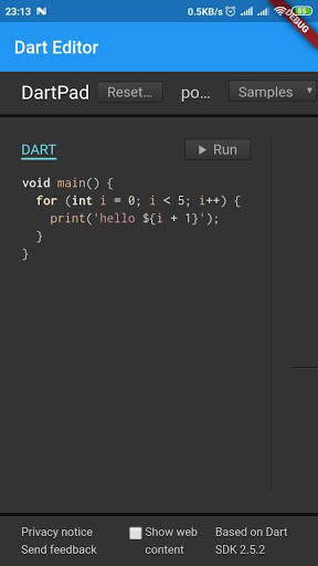 DartPad : Dart Editor स्क्रीनशॉट 2