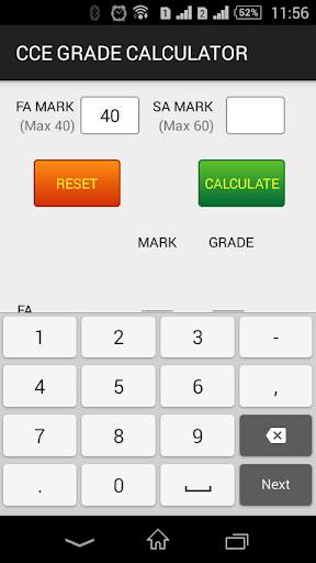 CCE Grade Calculator screenshot 2