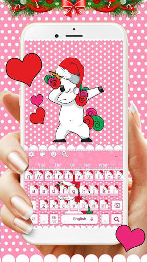 Cute Christmas Unicorn Keyboard Theme screenshot 1