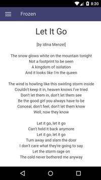 Frozen Lyrics 4 تصوير الشاشة
