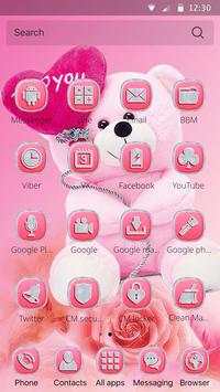 Theme Pink Teddy Bear Love screenshot 4