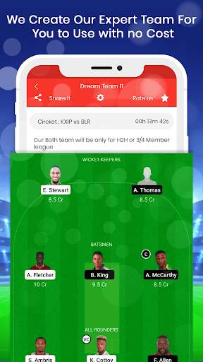 Dream Team 11 - Fantasy Cricket Prediction App screenshot 2