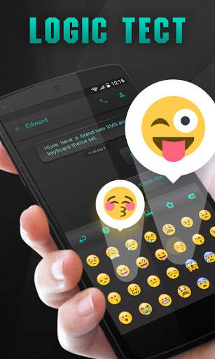3D Black and Blue GO Keyboard Theme Logic Tect screenshot 4