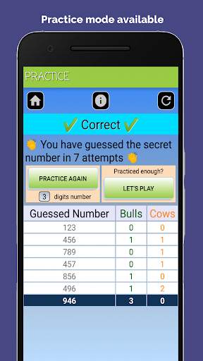 Bulls and Cows : the number game 🔢 screenshot 5