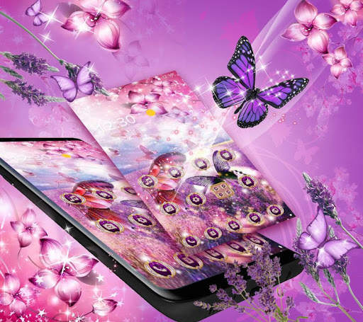 HD Violet Lavender Butterfly Theme 1 تصوير الشاشة
