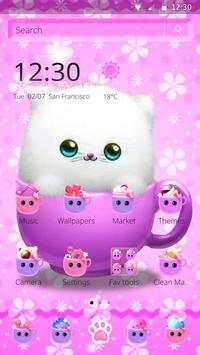 Cute Pink Cup Kitty Theme 4 تصوير الشاشة