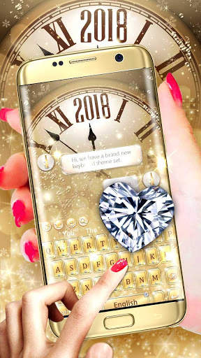 2018 Gold Diamond  Clock Keyboard Theme 2 تصوير الشاشة