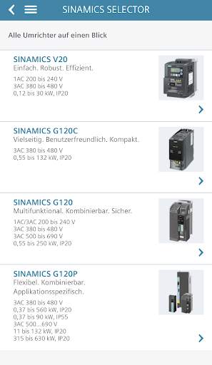 SINAMICS SELECTOR screenshot 3