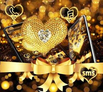Golden  Love Heart Bow Theme screenshot 2