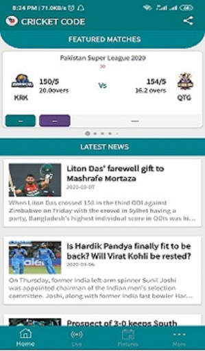 Live Line & Cricket Scores- Cricket Code screenshot 2