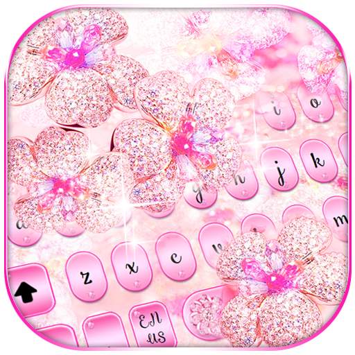 Glittering Diamond Flower Keyboard Theme 10001001