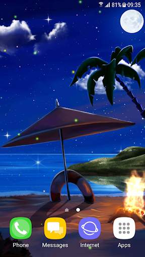 Tropical Beach at Night Live Wallpaper screenshot 2