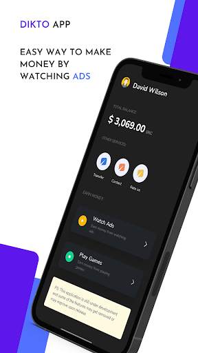 Dikto - Watch Ads & Earn Money स्क्रीनशॉट 1