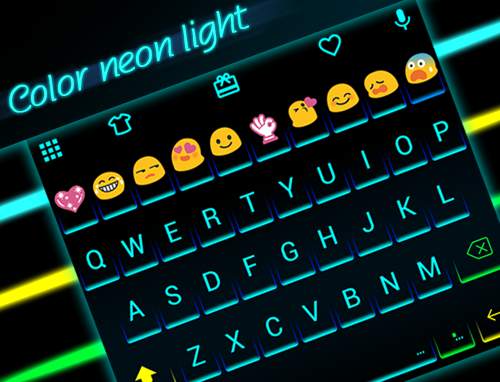 Neon Light Emoji Keyboard Skin screenshot 5