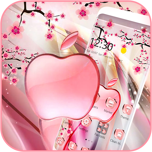 Pink Summer Flower Crystal Apple Theme icon