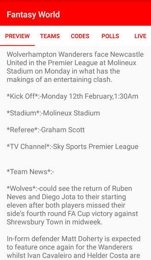D11 Fantasy World - Fantasy News , Teams , Codes. screenshot 2