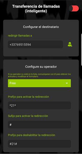 Transferencia llamada inteligente(horario-batería) screenshot 1