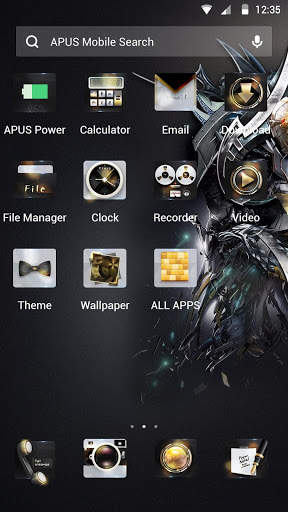 Black gold wild lion APUS launcher theme screenshot 2