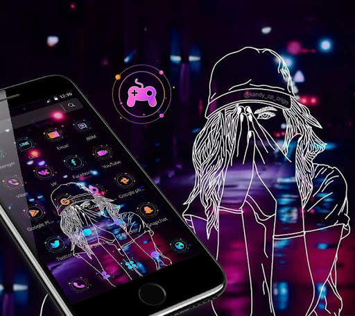 Neon Sad Girl Theme скриншот 4