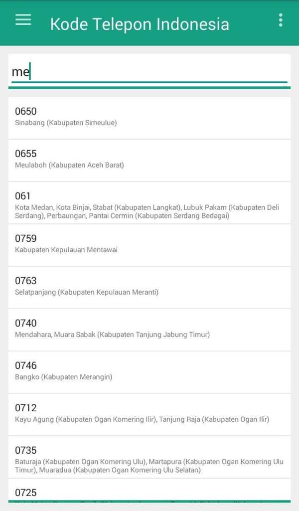 Kode Telepon Indonesia screenshot 3
