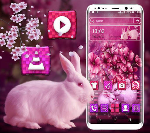 Pink Bunny Launcher Theme screenshot 1