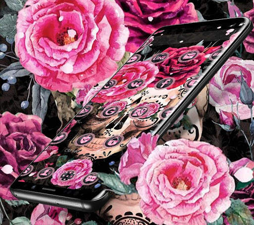 Pink Rose Skeleton Romantic Theme 5 تصوير الشاشة