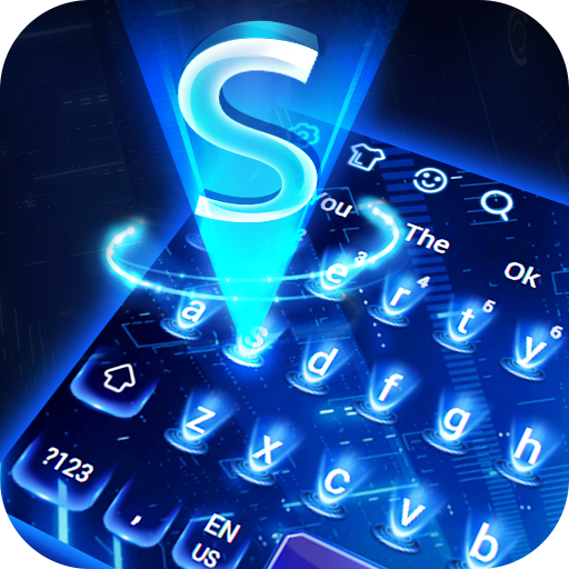 ikon Keyboard Hologram Biru