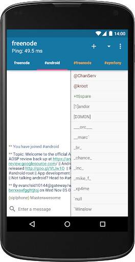 AndroIRC screenshot 2