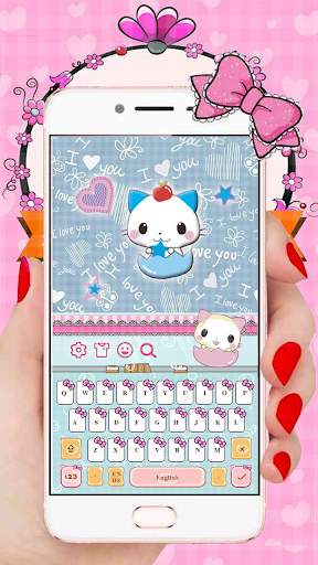 Cute Pink Kitty keyboard theme screenshot 1