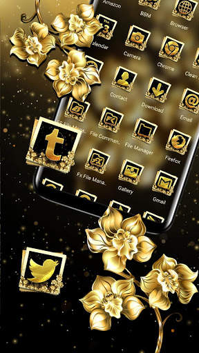 Luxury Gold Flower Launcher Theme screenshot 3