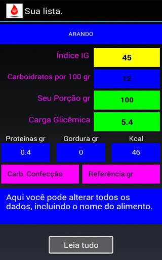 Índice e carga glicêmica Lite screenshot 12