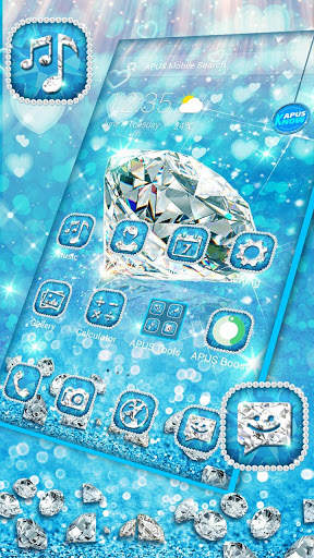 Blue Diamond Azure Bling Shine Launcher Theme screenshot 5