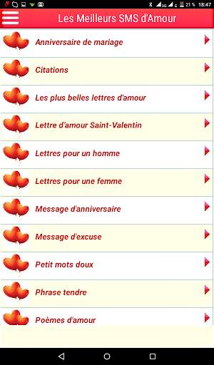 Meilleurs SMS d'Amour Français screenshot 5