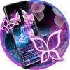 Glitter Neon Purple Butterfly Keyboard Theme 6.6.23.2019