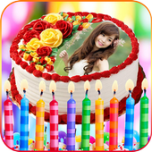 Photos on Birthday Cakes - Cake with name &amp; photo icon