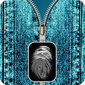 fake fingerprint zipper lock icon