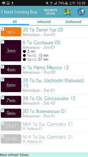 Warsaw ZTM Bus Timetable screenshot 2
