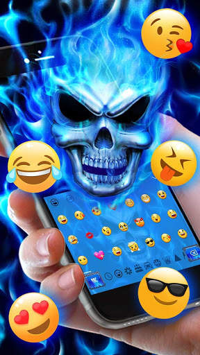 Blue Fire Flaming Skull Keyboard screenshot 3