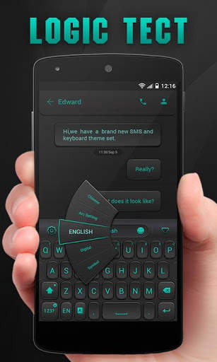 3D Black and Blue GO Keyboard Theme Logic Tect screenshot 2